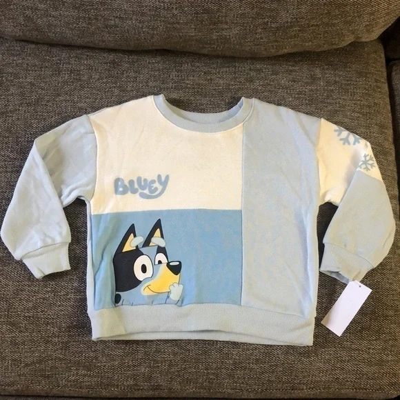 BLUEY Moose Toddler Boy Bluey Sweatshirt Pullover Sweatpants Set Blue Cream 3T - Picture 8 of 17